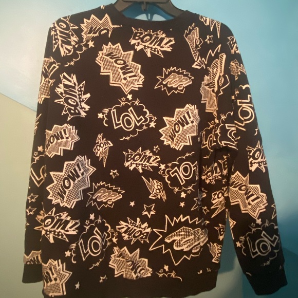 Women’s All Over Print Black Crewneck - Picture 2 of 3
